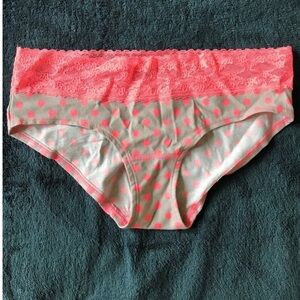 NWT Victoria’s Secret Pink polka dot Cotton lace Hiphugger Panties VS Small S